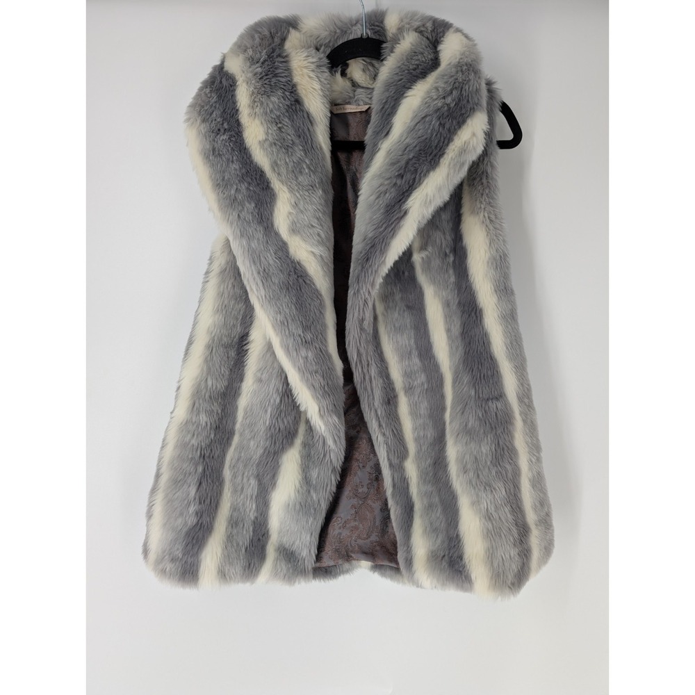 Soft Surroundings Faux Fur  Striped Vest Women's Size L